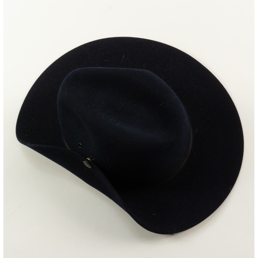 Vintage Handmade 3XXX Beaver Navy Blue Side Snap Cowboy Hat Mens 6 7/8